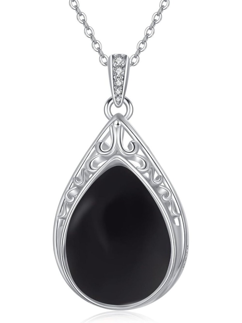 Elegant Teardrop Pendant Necklace in 925 Sterling Silver with Gemstone - Perfect